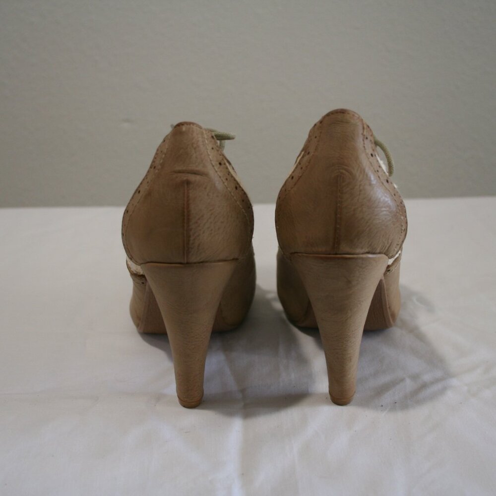 Not Rated Brown and White Lace-up Heels. Size 7.5 - Picture 2 of 11